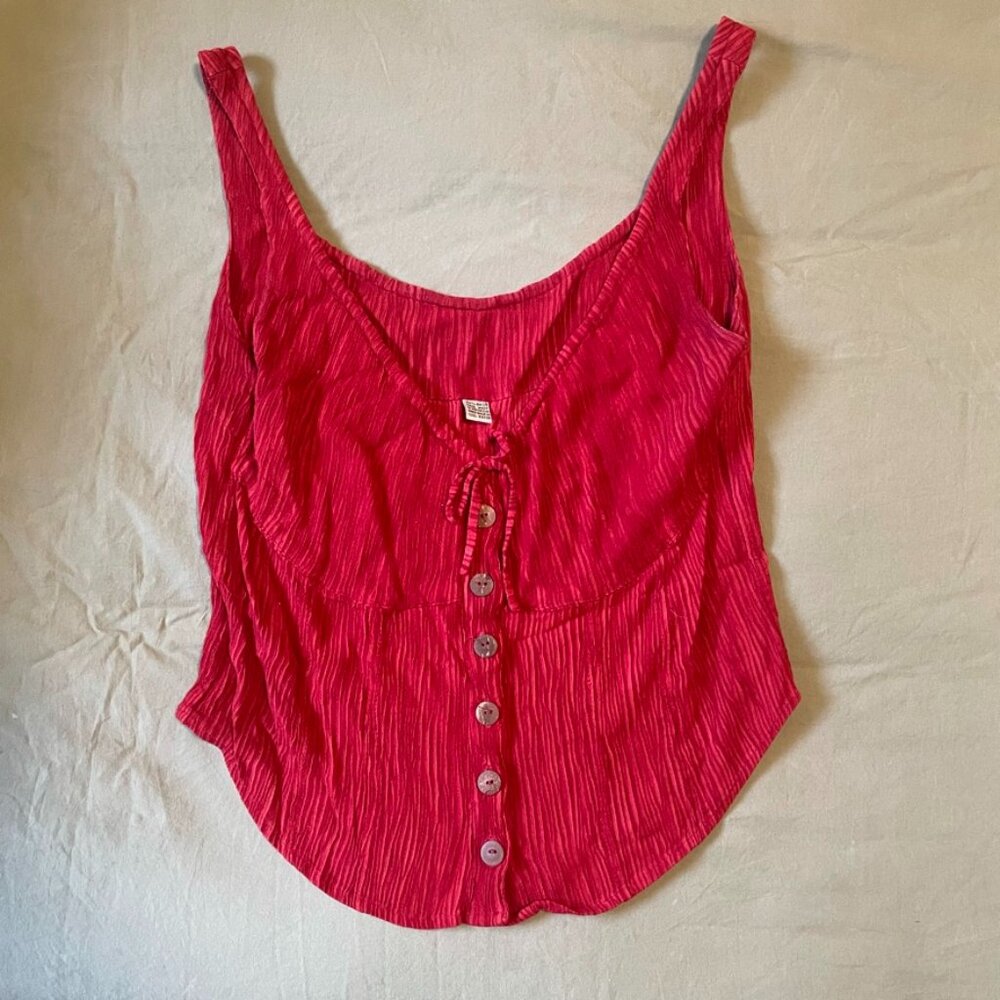 Red textured tank top